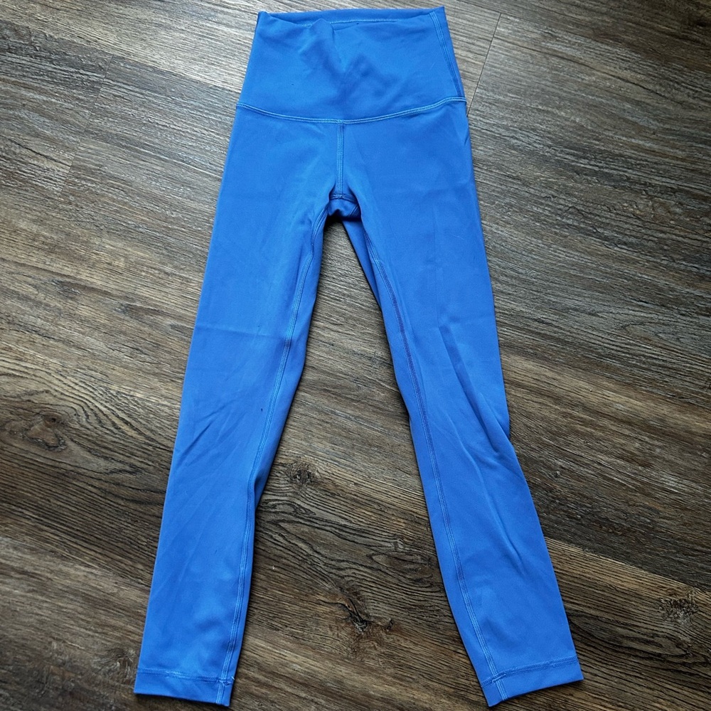 Lululemon Vibrant Blue Stretch Leggings with Wide Waistband